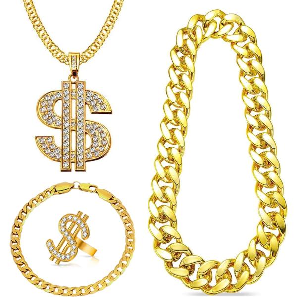 【並行輸入品】Acruccen 80年代90年代ヒップホップコスチューム衣装ジュエリーセット 18K...