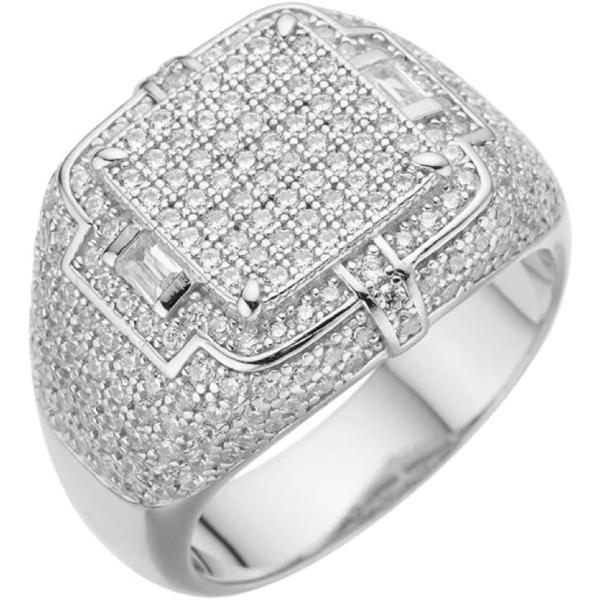 【並行輸入品】メンズ モアッサナイトリング - 2.1カラット 本物のソリッド925スターリングシル...