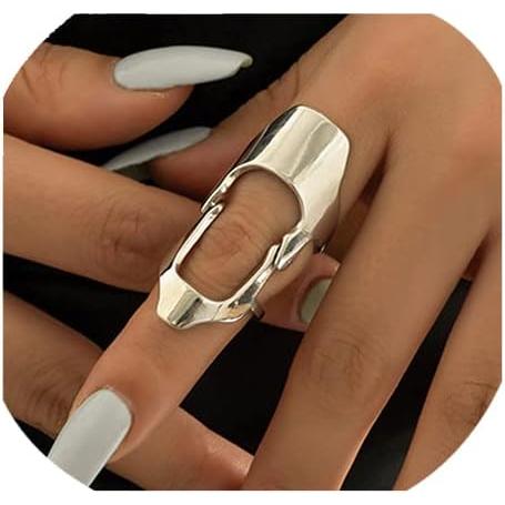 【並行輸入品】中空ナックルジョイントフィンガーアクティビティリング シルバー ダブルループリング ゴ...