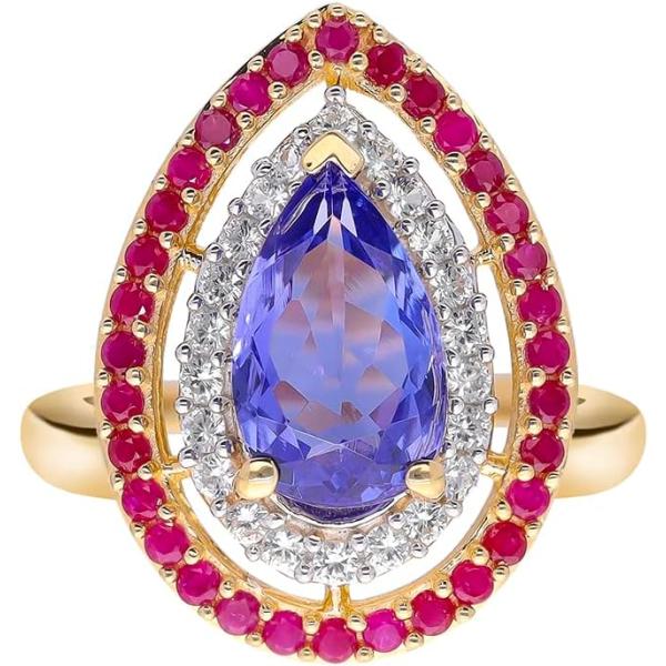 【並行輸入品】YoTreasure タンザナイトクラスターリング 14Kイエローゴールド宝石ジュエリ...