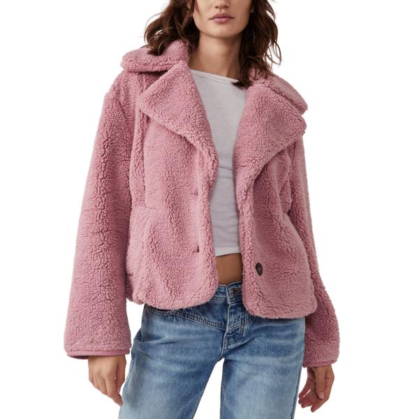 Free People Joplin Cozy Jacket Smoked Pink LG (Wom...