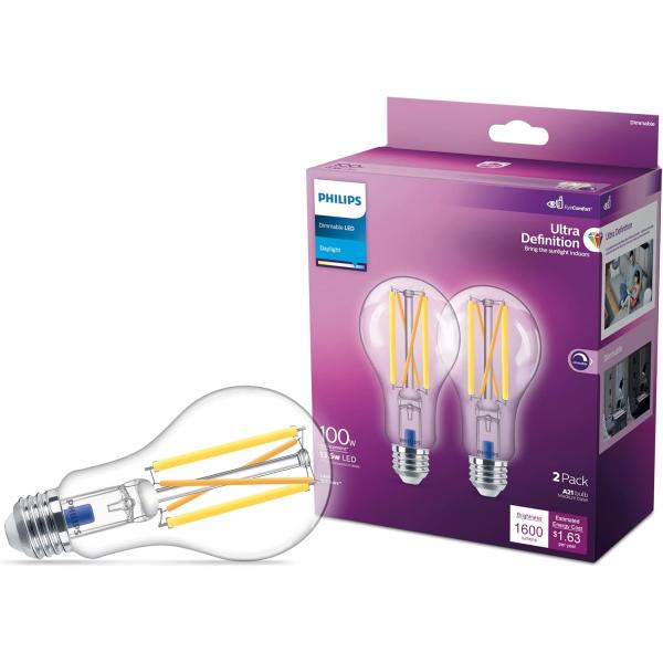 Philips LED Flicker-Free Clear Dimmable A21 Light ...