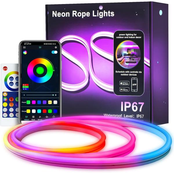 Neon Rope Light 9.8 ft RGB-IC Neon LED Lights with...