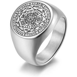 【並行輸入品】メンズ ステンレススチールリング 七つの大天使たちのシール 守護 お守り シール ソロ...