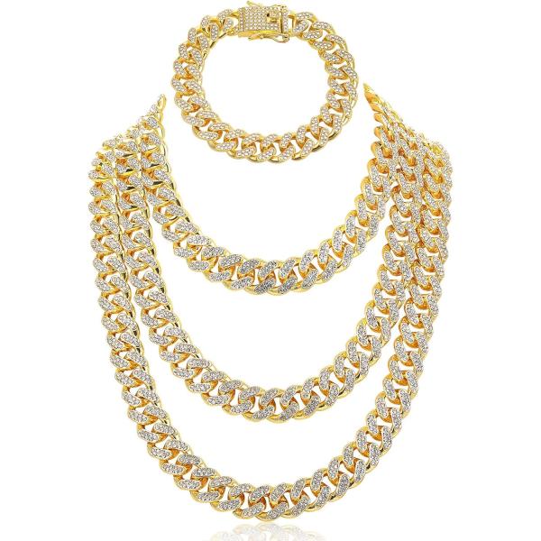 【並行輸入品】Jadive 4個 ヒップホップ ラッパー フェイクゴールドチェーンネックレス チャン...