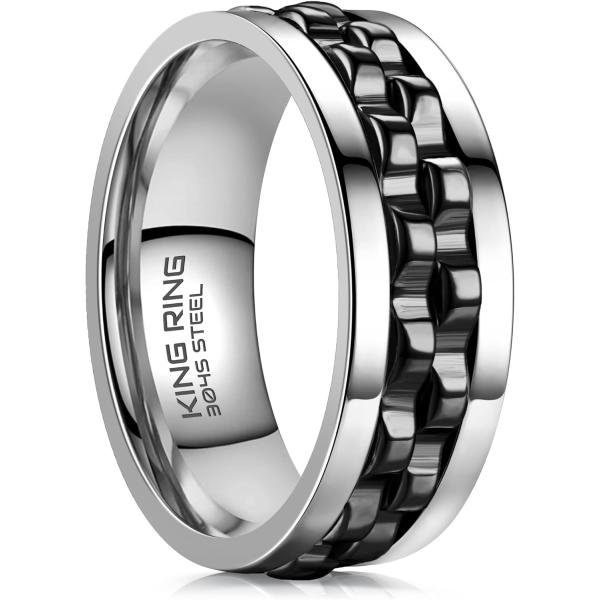 【並行輸入品】King Ring 8mm ギアスピンリング チタン製 超光沢 ヘビーリング ストレス...
