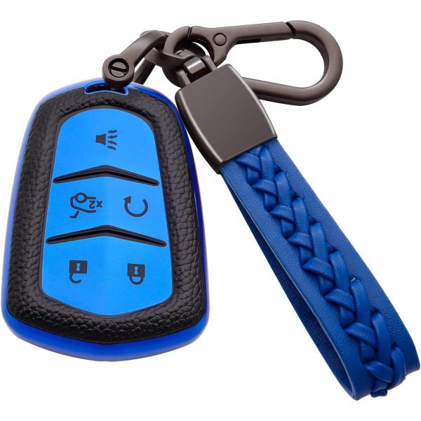 【並行輸入品】Syodiesn キャデラックキーフォブカバー ソフトTPU キーチェーンキーケースホ...