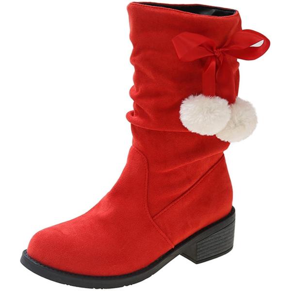 【並行輸入品】Womens Ankle Boots Fashion Plush Ball Winte...