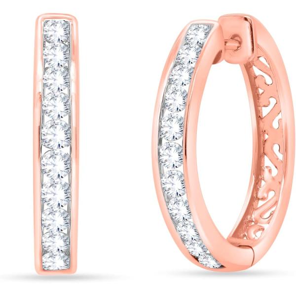 【並行輸入品】Poshadime フープピアス 片側と裏側 Sデザイン - 1.80カラット 人工キ...