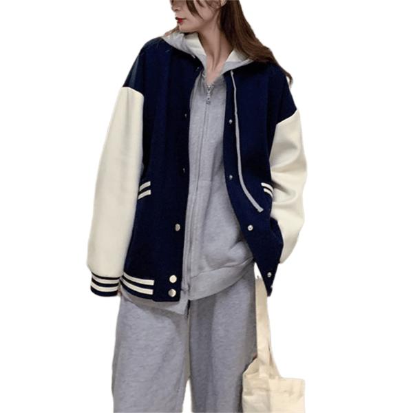 SHINsuke Women Preppy Baseball Varsity Jacket Wint...