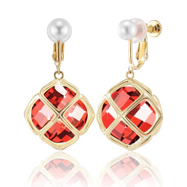 【並行輸入品】Clip Ons クリスタルダングルドロップイヤリング レディース 14Kホワイトゴー...