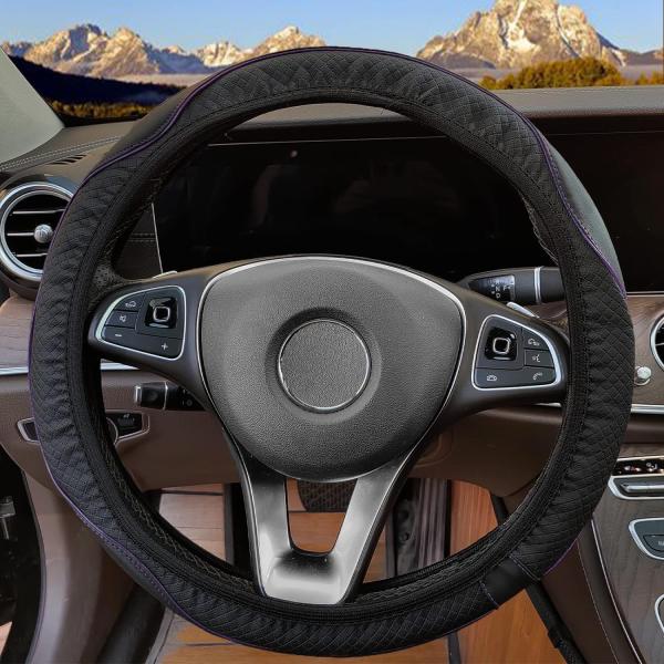 【並行輸入品】車のハンドルカバー 15インチ マイクロファイバーレザー 自動車ハンドルカバー 伸縮性...