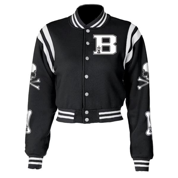 Dolpind Women&apos;s Varsity Jacket Cropped Letter Prin...