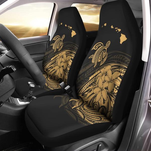 Bulopur Auto Seat Covers 2 Pcs Gold Sea Turtle Hib...