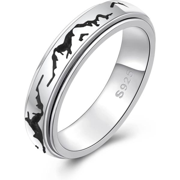 【並行輸入品】YAFEINI Mountain Fidget Ring Sterling Silve...
