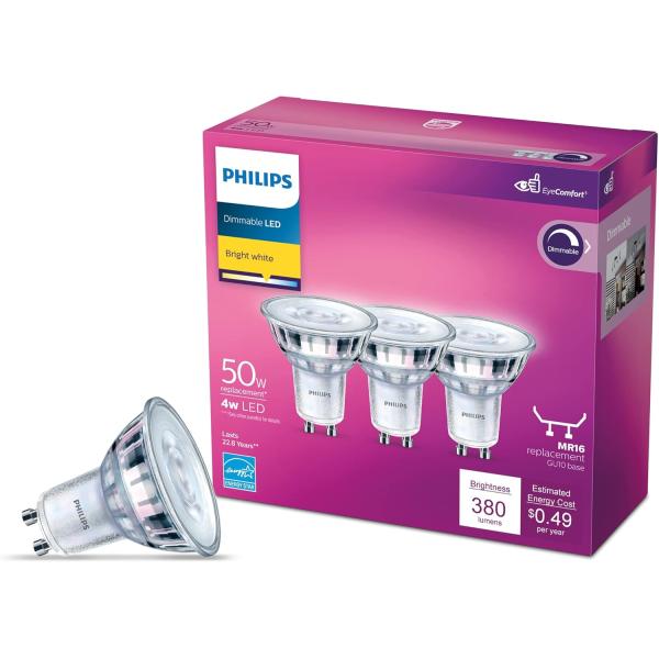 PHILIPS LED Flicker-Free GU10 Bulb  250 Lumen  Bri...