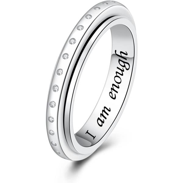 【並行輸入品】Teioa Spinner Fidget Rings Sterling Silver ...