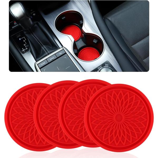 【並行輸入品】GaRhomxy カーカップホルダーコースター、4個 ノンスリップフラワーデザインカッ...