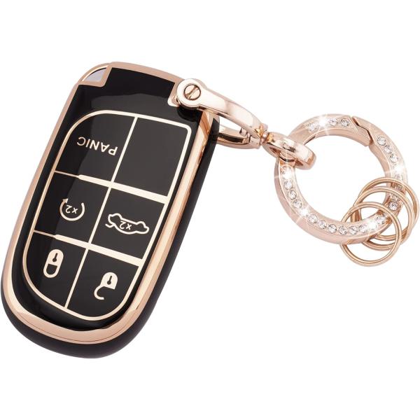 【並行輸入品】EKALA ジープキーフォブカバー キラキラキーチェーン付き 3 4 5ボタン ソフト...