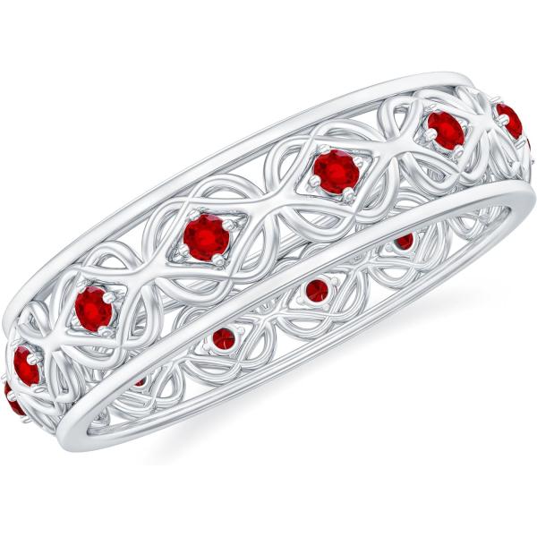 【並行輸入品】天然ルビーハーフエタニティケルトノットバンドリング レディース (AAA品質) 14K...