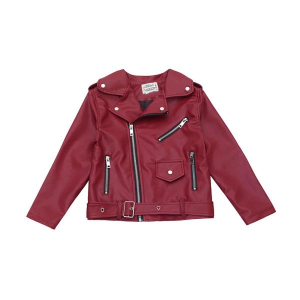 Girls Fashion PU Leather Motorcycle Jacket Childre...