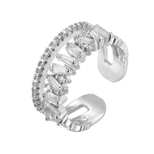 【並行輸入品】VOPIPO 調節可能 18Kゴールドメッキ キュービックジルコニア リーフオープンリ...