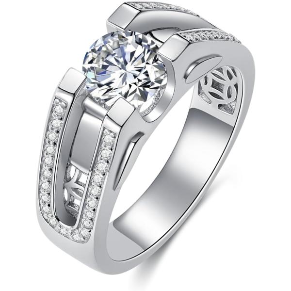 【並行輸入品】Luyona モアッサナイト 婚約 結婚指輪 メンズ 2CT ブリリアントDカラー V...