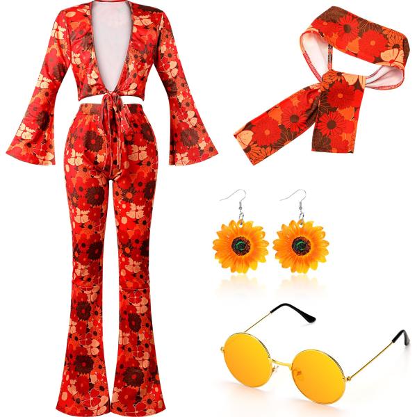 【並行輸入品】Foaincore 6ピース 70年代ディスコ衣装 レディース ヒッピーコスチュームセ...