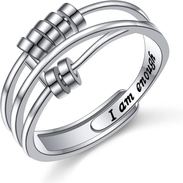 【並行輸入品】DAOSHANG Sterling Silver fidget ring anxiet...