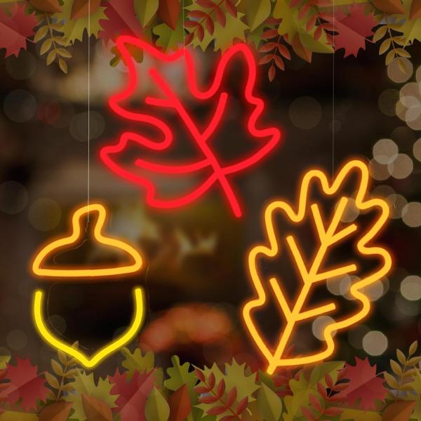ROCEEI 感謝祭ネオンサイン メープルリーフ ネオンLEDライト 植物ネオンライト USBウォー...