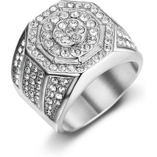 【並行輸入品】MIVEIVIA ICED OUT リング メンズ 結婚指輪 3Dサークル ステンレス...