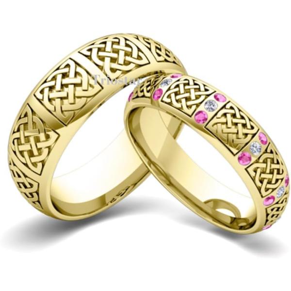 【並行輸入品】Triostar Matching Wedding Band 14K Yellow G...