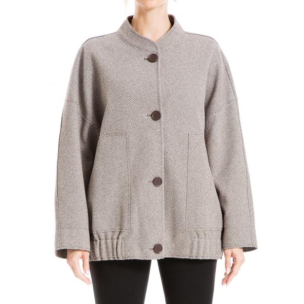 Max Studio Women&apos;s Striped Knit Jacket, Grey 並行輸入品