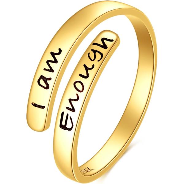 【並行輸入品】KECHO 14K リアルゴールド I am Enough リング インスピレーション...
