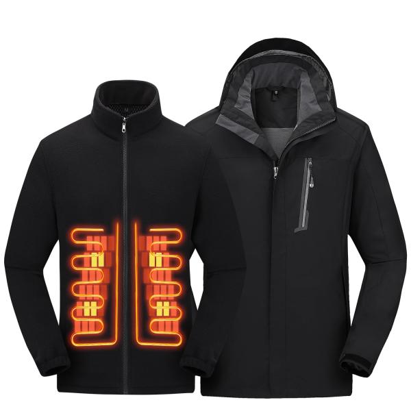 【並行輸入品】Mens 3 in 1 Heated Jacket with Removable Ho...