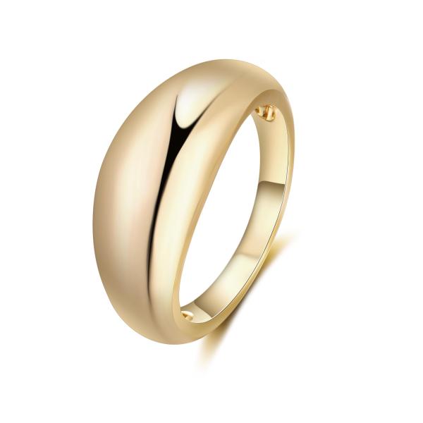 【並行輸入品】POWNOOL ゴールドクロワッサンドームステートメントリング 14Kゴールドメッキ ...