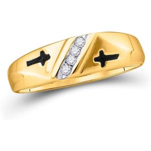 【並行輸入品】Solid 10k Yellow Gold Men's Round Diamond S...