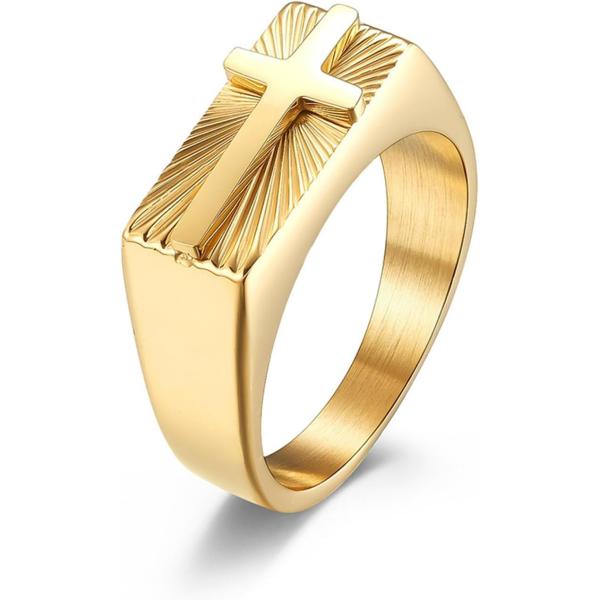 【並行輸入品】YOESDIE ゴールド/シルバー クロスシグネットリング メンズ レディース | 1...