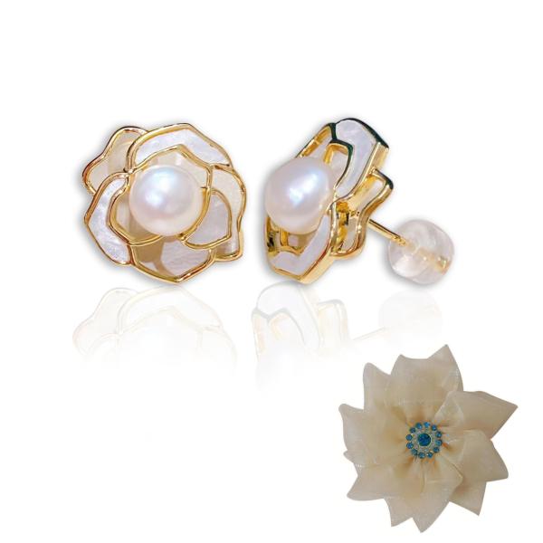 【並行輸入品】KIVELO 絶妙なローズゴールドスタッドピアス 養殖真珠 スターリングシルバー 14...