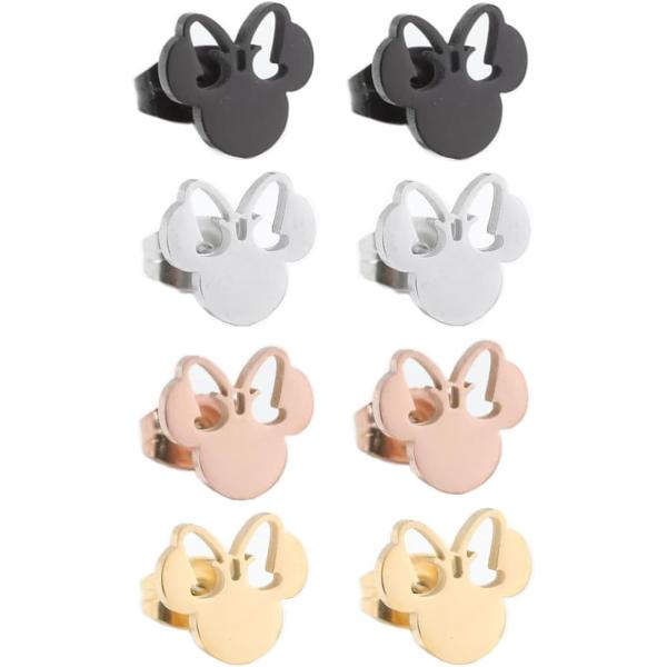 【並行輸入品】マウススタッドピアスセット 4組  ステンレス鋼  宝石なし　