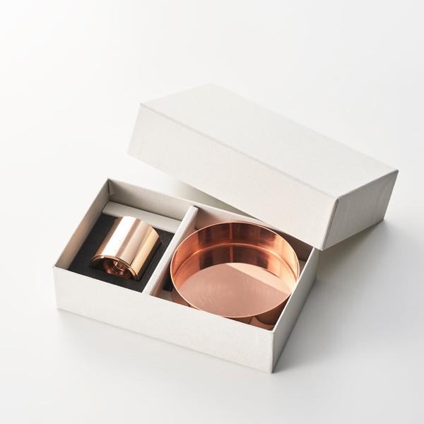 BLANK　「TRAY 80（銅製トレー）」＋「HANAKUBARI （一輪挿し）」　セット　ピンク...