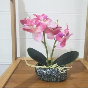 人工観葉植物 胡蝶蘭 造花 光触媒加工 卓上型 船型の鉢植 石鉢インテリア フェイク シルクフラワー 胡蝶蘭 新築祝い お開店祝いギフトに最適 プレゼ