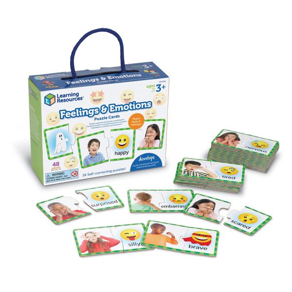 Learning Resources 感情 &amp; 感情パズルカード 48枚 対象年齢3歳以上 社会的ス...