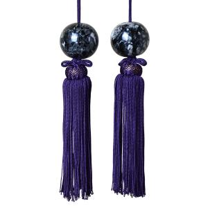 風鎮 大理石 丸玉 掛け軸飾り 天然石 (房：紫色) 選べる房色