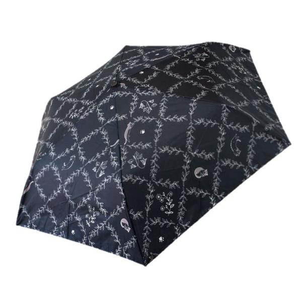 三国 シルバーコーティング晴雨兼用 折り畳み傘 ◎50cm耐風ミニ『フラワーCAT』晴雨兼用mini...