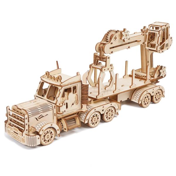 Hallisun 3D木製パズル トラッククレーン 立体パズル 動く木製車メカニカルクラフト手芸 D...