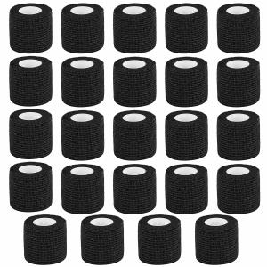 テーピング 自着性 不織布 エラスチックバンデージ 筋肉・関節サポート 弾性包帯 伸縮性 通気性 厚手タイプ (黒 24卷入 5cm)