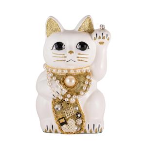 ご縁猫 福あつめ(L-SIZE 金 Gold）右手あげ/陶器＿lucky cat 招き猫
