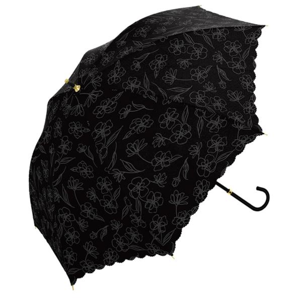晴雨兼用UVカット長傘 50cm 長傘 ラインフラワー