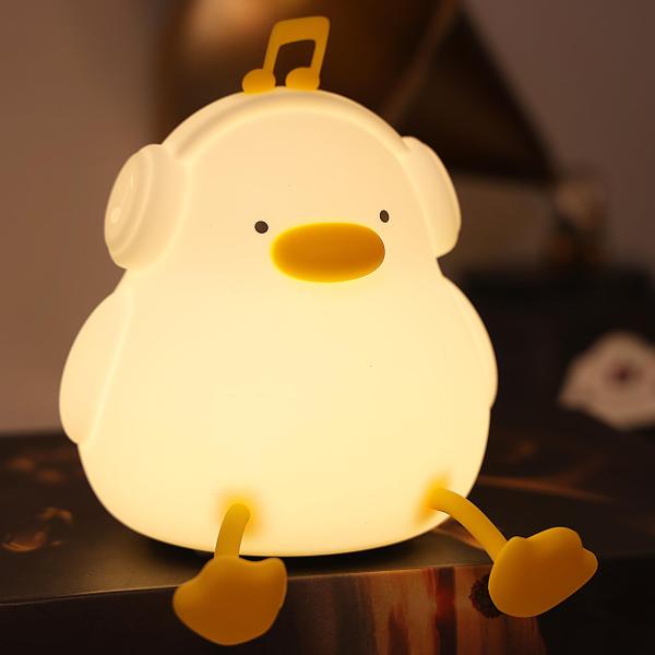 Duck Night Light Anywin 音楽アヒル ライト、かわいいシリコーン アヒル ラン...